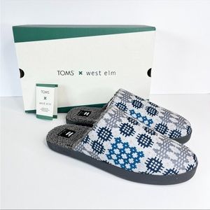 TOMS x West Elm gray blue slippers men’s Christmas gift wool Sherpa cozy grey